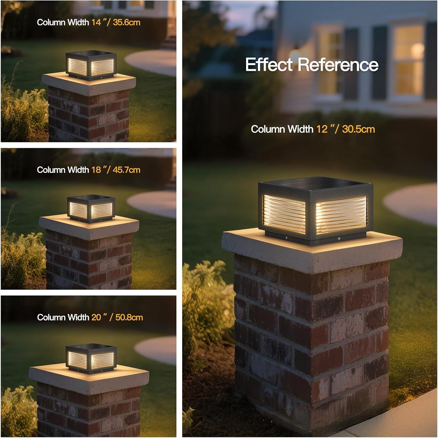 MVBT Solar Post Lights, 9.84" Outdoor Pillar Lamp, Modern Column Cap Light IP54 Waterproof Led Fence Deck Gate Lantern Patio Landscape Lighting for Outside Yard Garden Entrance Driveway