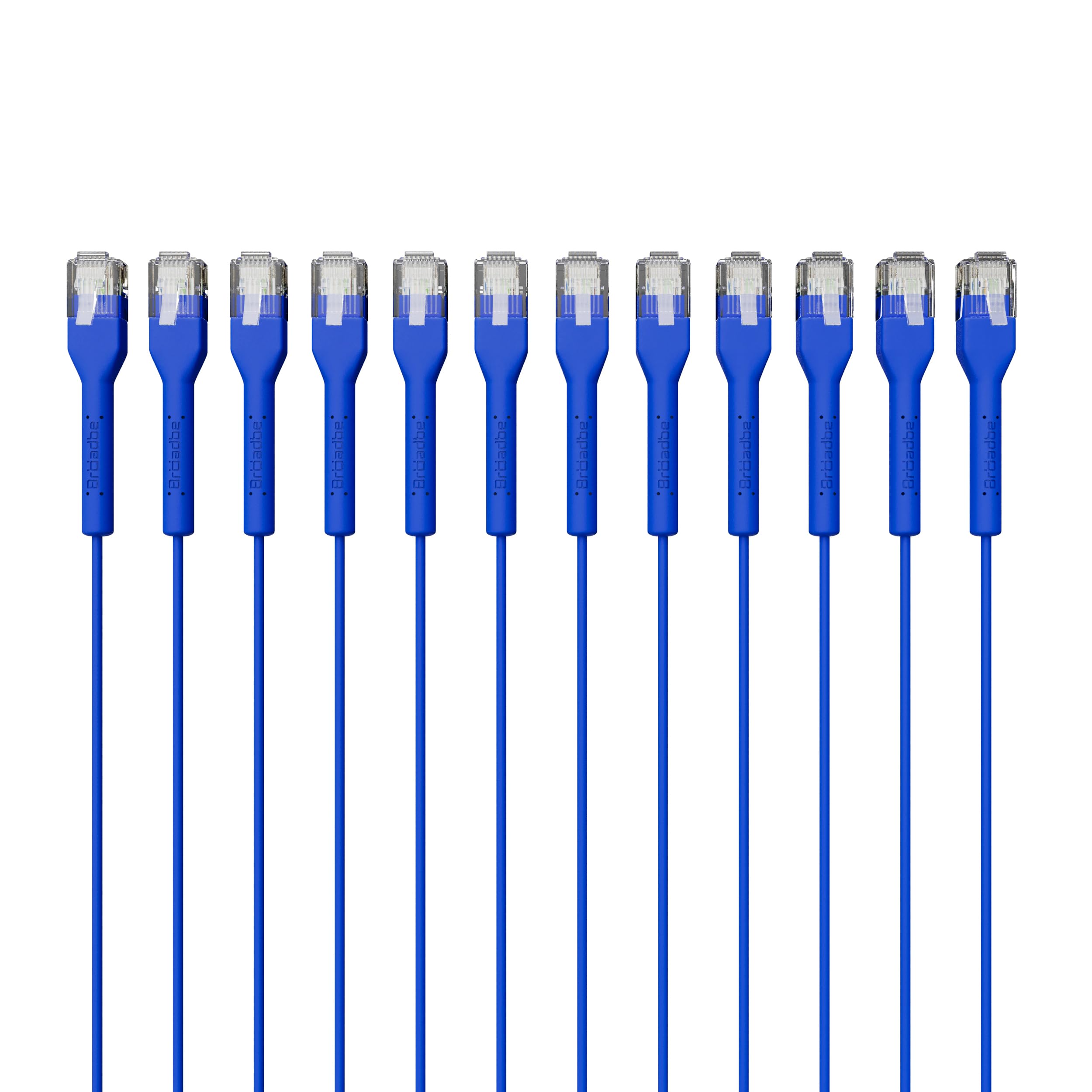 Câble Patch Cat6 Slim 5G 2 m Bleu, Lot de 12 | Câble Ethernet ultra-fin, Design 2,5 mm, Connecteurs RJ45 flexibles, Jusqu'à 5GbE, Compatible 10G