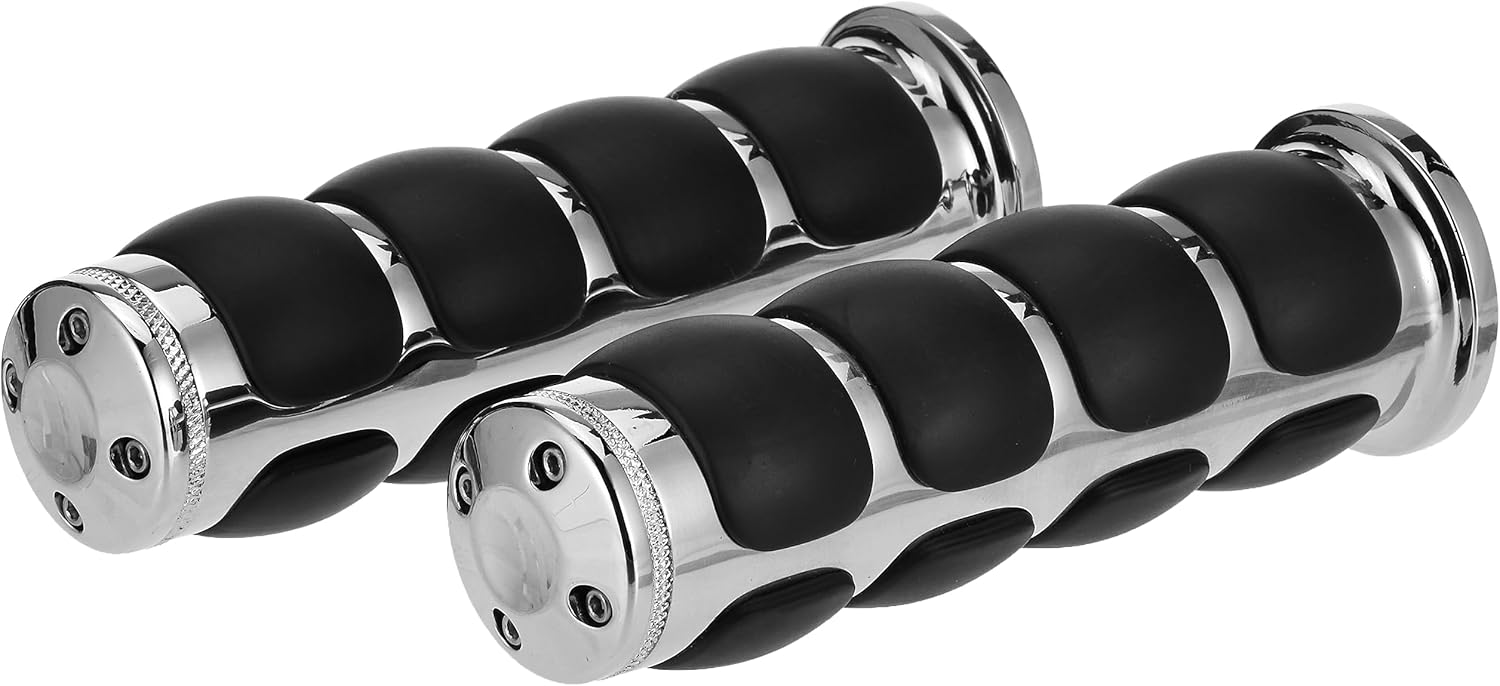 Kuryakyn 6240 Premium ISO Handlebar Grips for Throttle and Clutch: Universal Fit for Motorcycles with 1" Diameter Bars, Chrome, 1 Pair