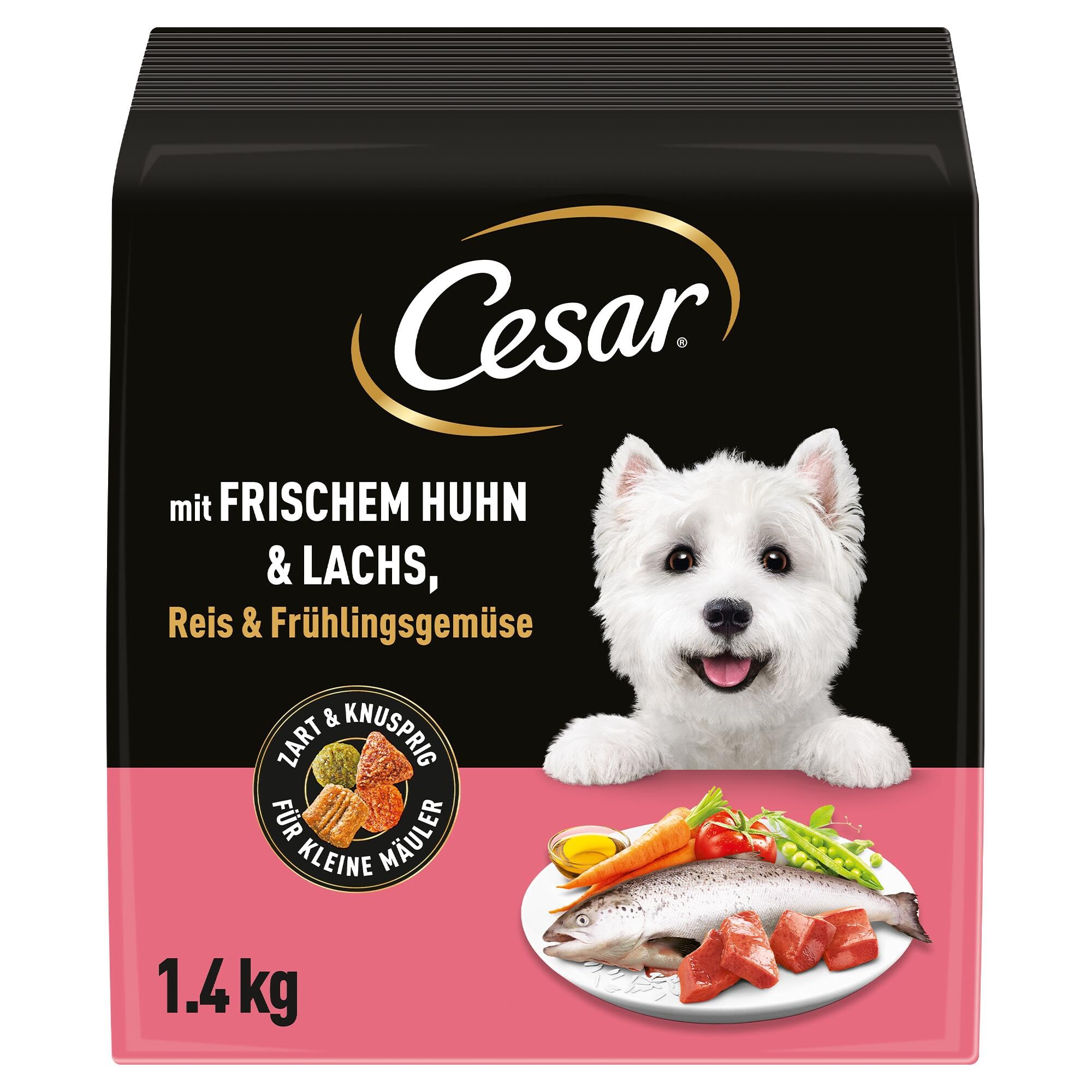 Cesar 5 x 1.4 kg Adult Hundetrockenfutter mit frischem Huhn, Lachs & Gemüse
