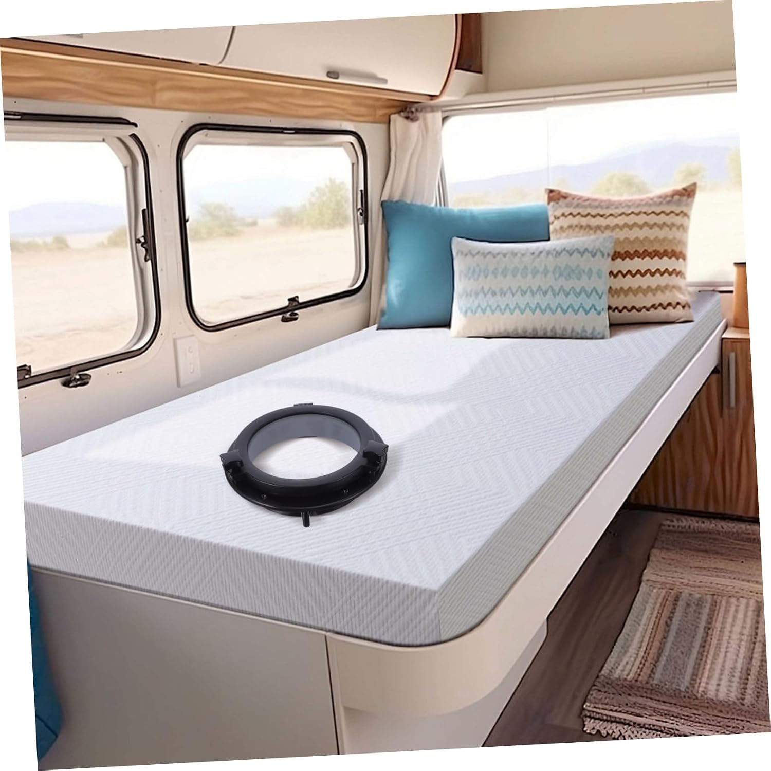 KOMBIUDA Boat Porthole Window 10.4 Inch Tempered Glass ABS Black
