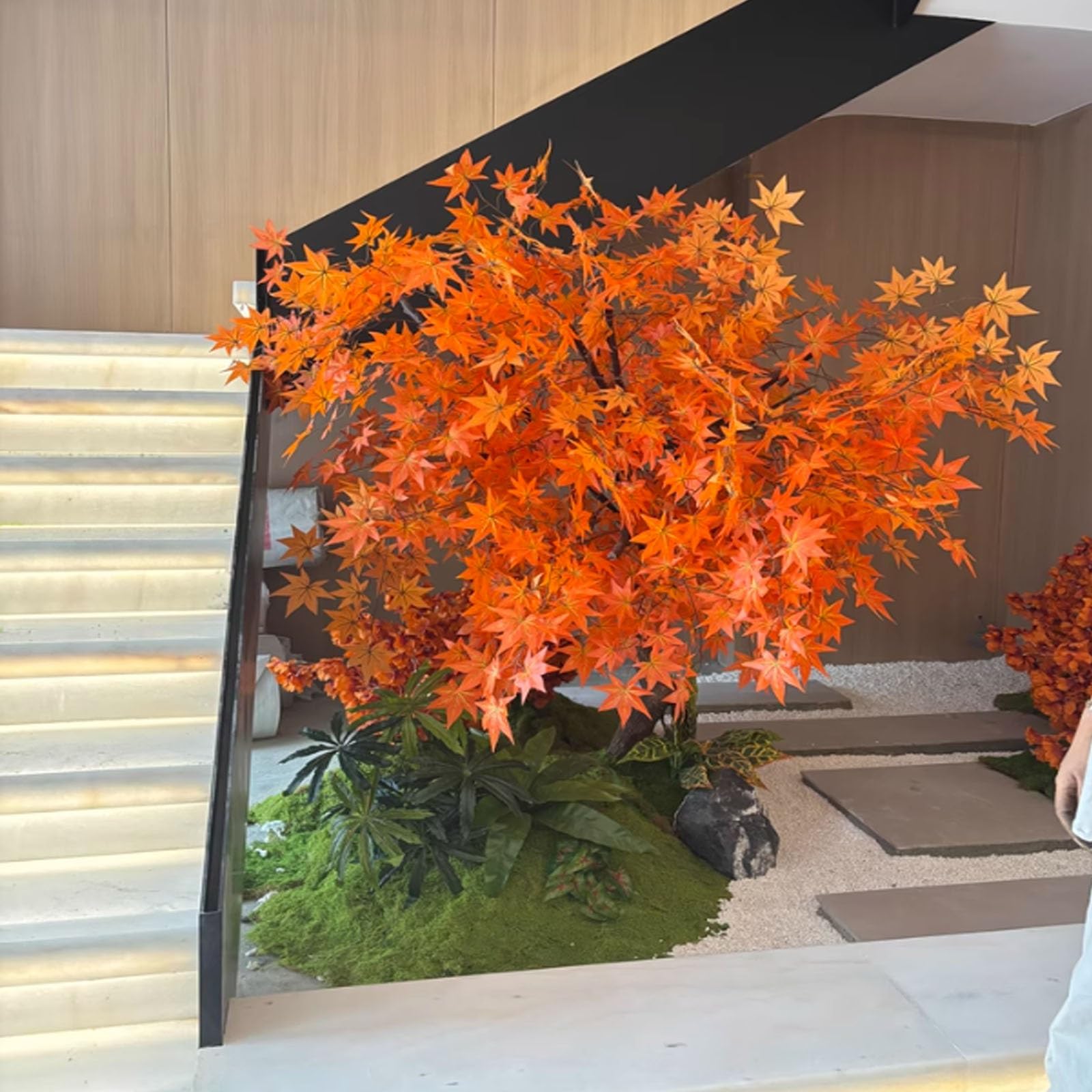 Grande Acero Rosso Artificiale Realistico, Albero Autunnale Decorazione Interna per Casa, Portico, Ufficio, Soggiorno e Paesaggio.(200x200cm/6.6x6.6ft)