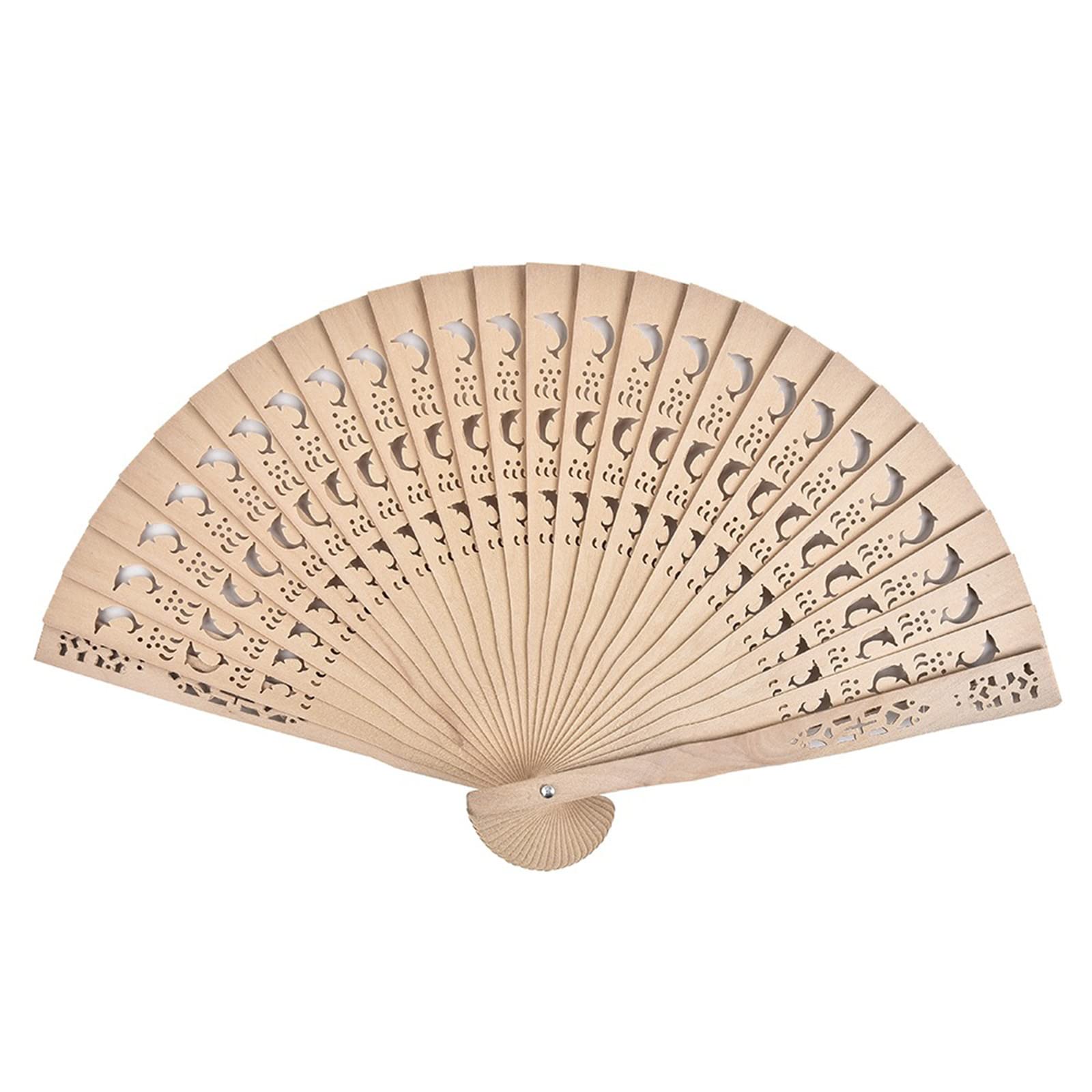 Éventail pliable en bois gravé dauphin : le cadeau de mariage idéal pour vos invités