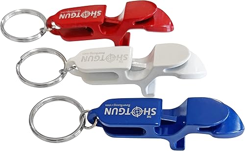 Llavero de metal para escopeta de cerveza, paquete de 3 unidades, abridor de botellas, herramienta de disparos y abridor de grifos, todo en uno