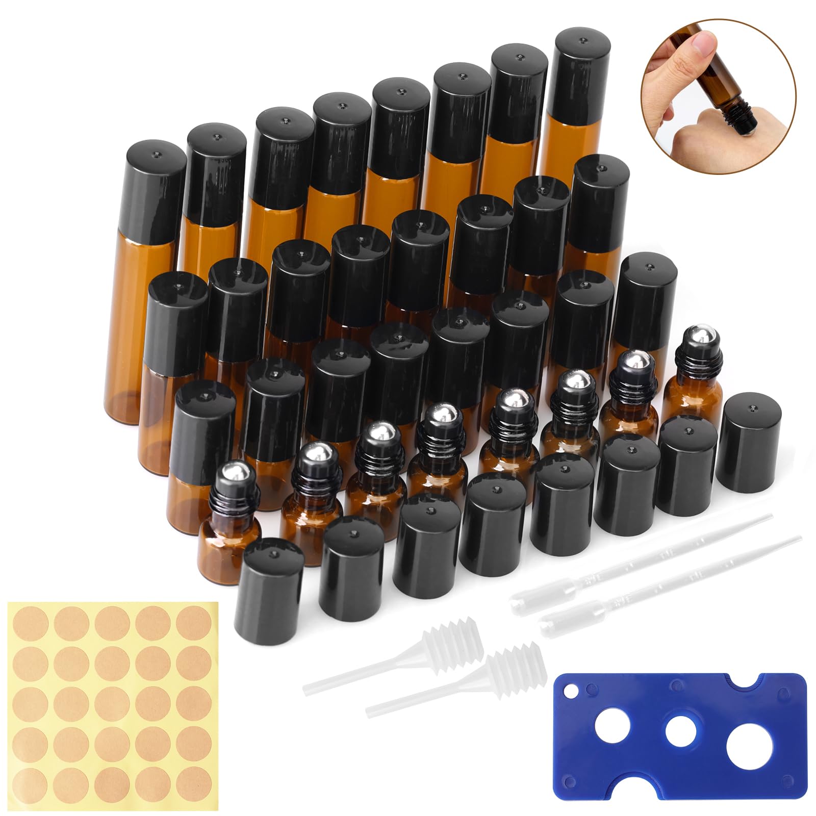 32 Flacon Huile Essentielle Vide, 2/3/5/10ML Cosmetic Roller Bottle, Fragrance Roller Bottle, Flacon Roll On Vide Pour Les Soins Quotidiens Du Visage Et Du Corps