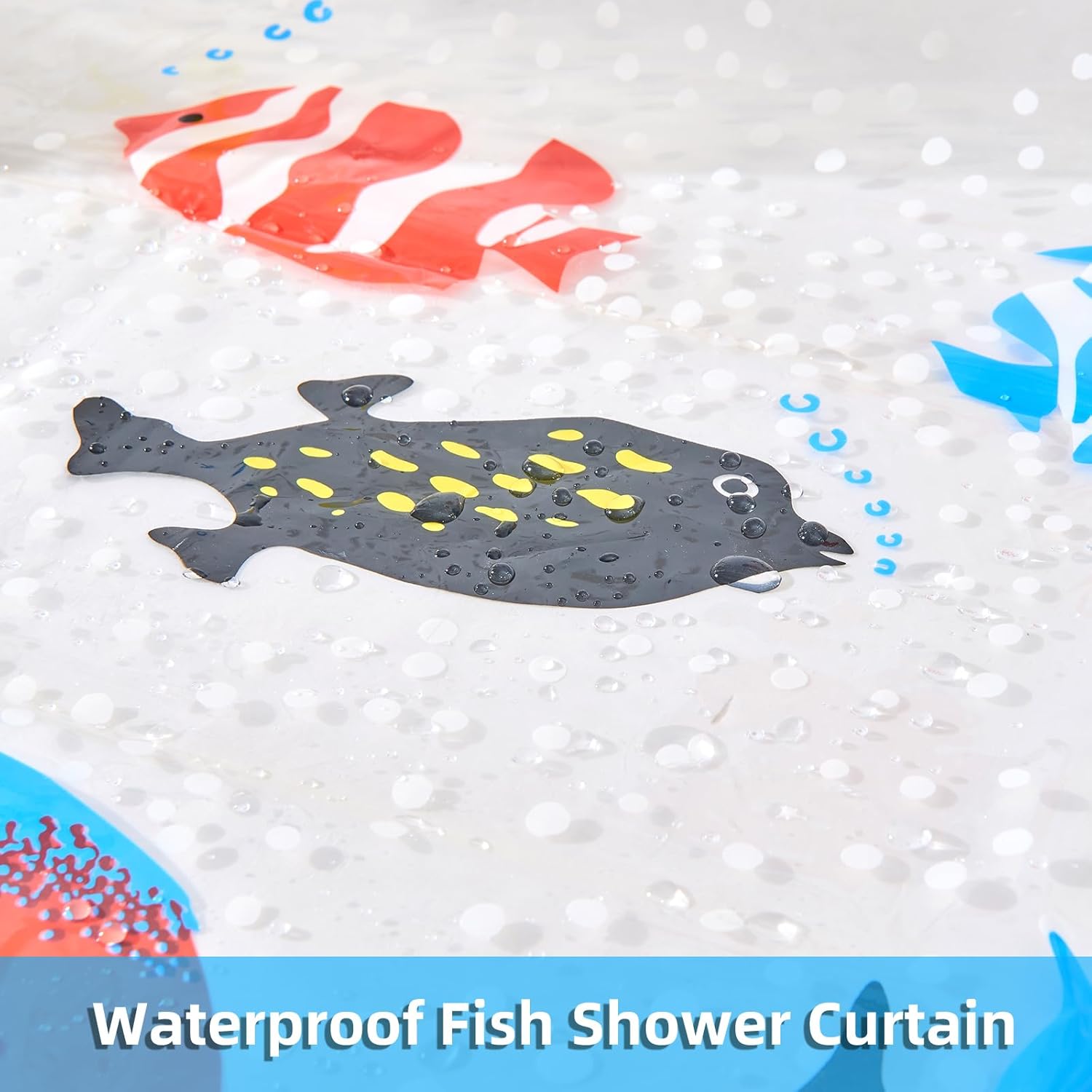 Clear Shower Curtain Tropical Fish, 78" L x 72" W Waterproof Lightweight Fish Shower Curtain Liner, PEVA Long Fashion Bath Shower Curtains with 12 Grommets Hooks for Bathtub Bathroom