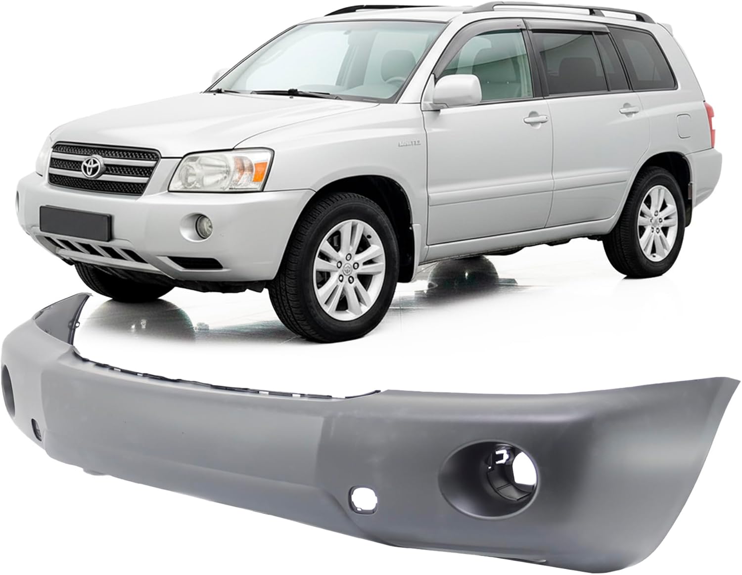 FitParts Compatible With Toyota Highlander 2004-2007 Front Bumper Cover Base Limited Sport 04-07. New, Primed and Ready for Paint. With Fog Light Holes. TO1000278 5211948917 2005 2006