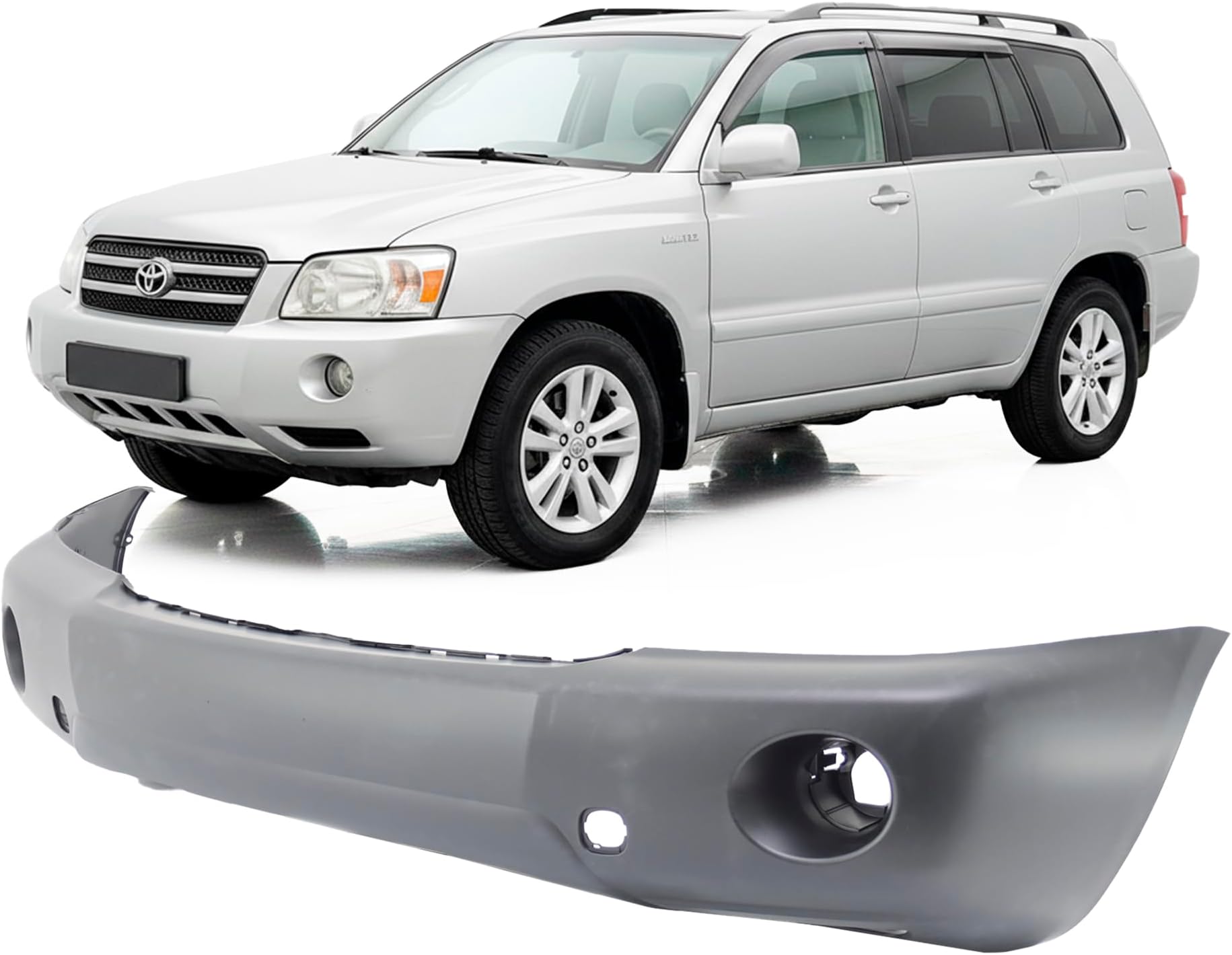 FitParts Compatible With Toyota Highlander 2004-2007 Front Bumper Cover Base Limited Sport 04-07. New, Primed and Ready for Paint. With Fog Light Holes. TO1000278 5211948917 2005 2006