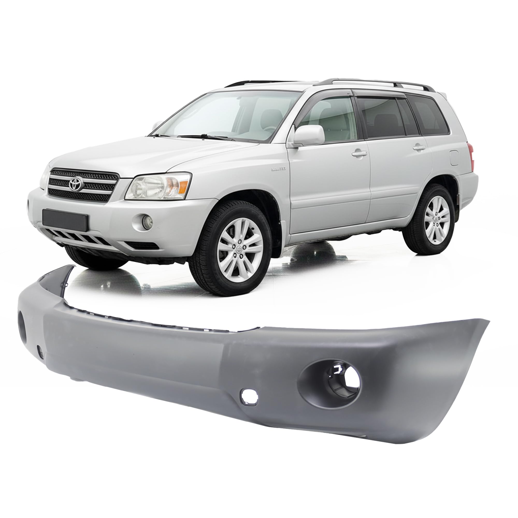 FitParts Compatible With Toyota Highlander 2004-2007 Front Bumper Cover Base Limited Sport 04-07. New, Primed and Ready for Paint. With Fog Light Holes. TO1000278 5211948917 2005 2006