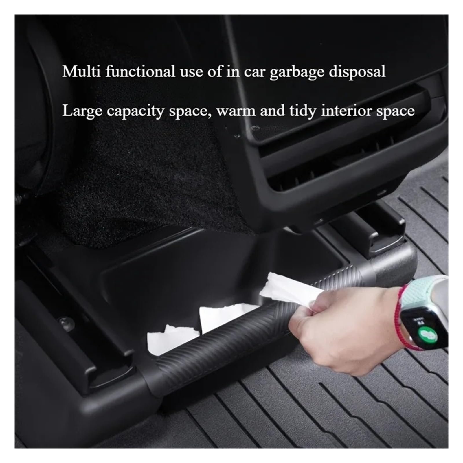 Auto Mülleimer Für Tesla Für Modell Für Y Juniper 2025 Hinten Sitz Organizer Lagerung Box Konsole Bin Zurück Mülleimer Müll Halter Mini Autos Mülleimers