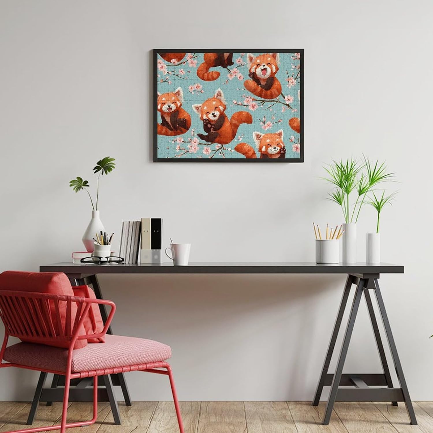 Red Panda Cute Animal Puzzles for Adults 500 PCS Wooden Jigsaw Puzzle Wall Decor Christmas