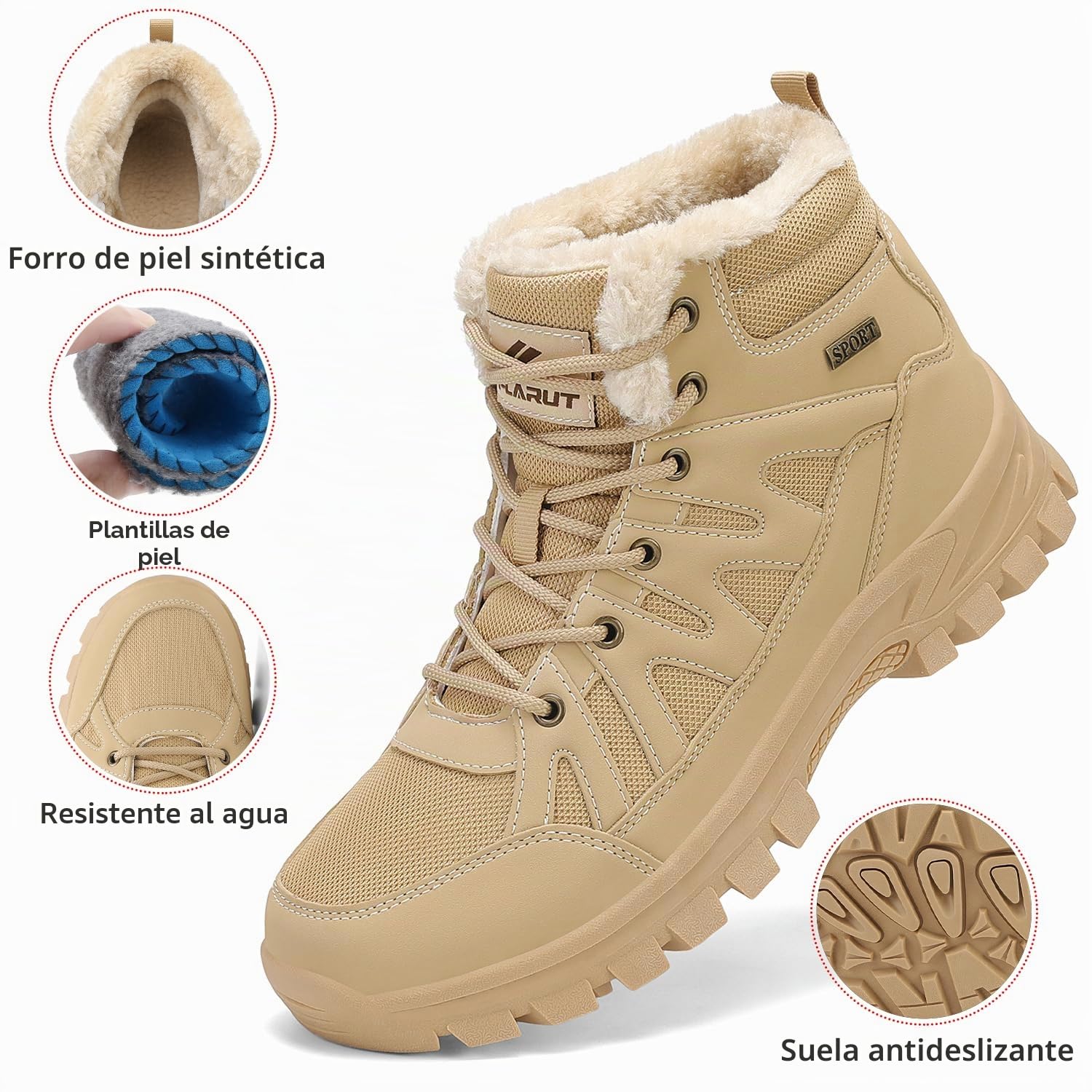 FLARUT Hombre Botas de Invierno Cálido Forro Botas de Montaña Botas de Nieve Botas de Trekking Zapatos de Invierno Botas de Nieve Zapatos al Aire Libre