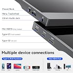 Moniteur portable 15.6 de pouce FHD 1080P 60Hz IPS Affichage, double USB-C & Mini HDMI Ports, moniteur de jeu ultra-mince avec Smart Cover, Plug & Jouer pour ordinateur portable PC Téléphone Mac PS5 Commutateur Xbox