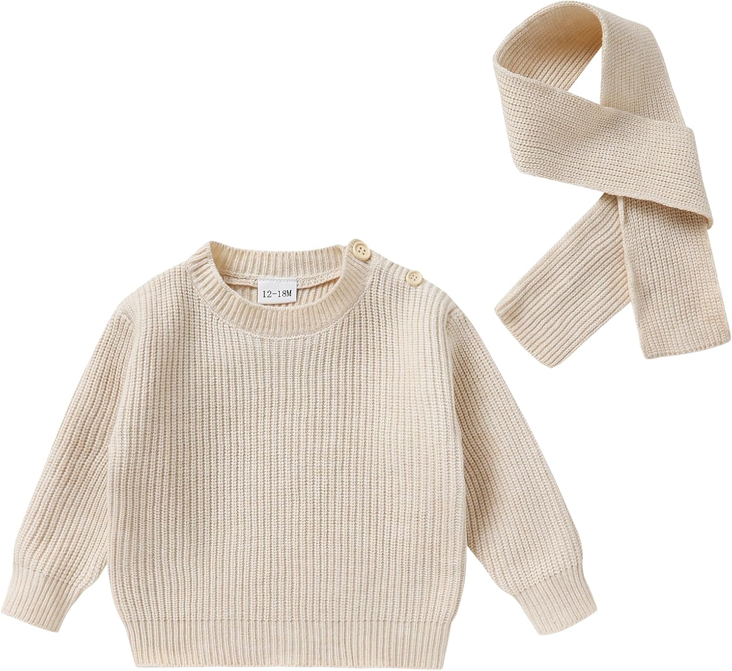 YOUNGER TREE Toddler Baby Boy Girl Sweater Warm Crewneck Pullover Knit Long Sleeve Tops with Hat Fall Winter Clothes