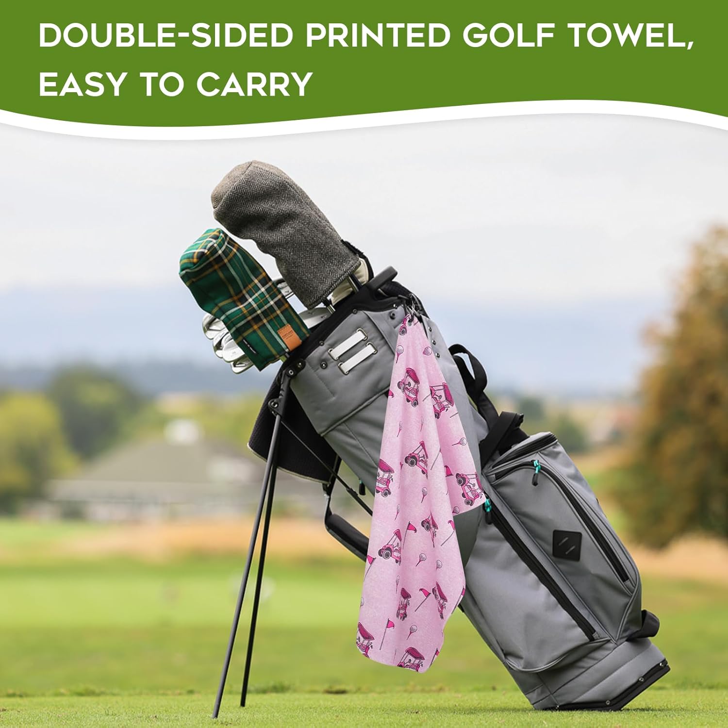 Golf Towel Funny Pink Golf Towels for Golf Bags for Men Women with Clip Carabiner,Microfiber Waffle Pattern Disc Golf Towel Rag Golfer Accessories Gifts for Men Women(Towel+Brush) - Image 7