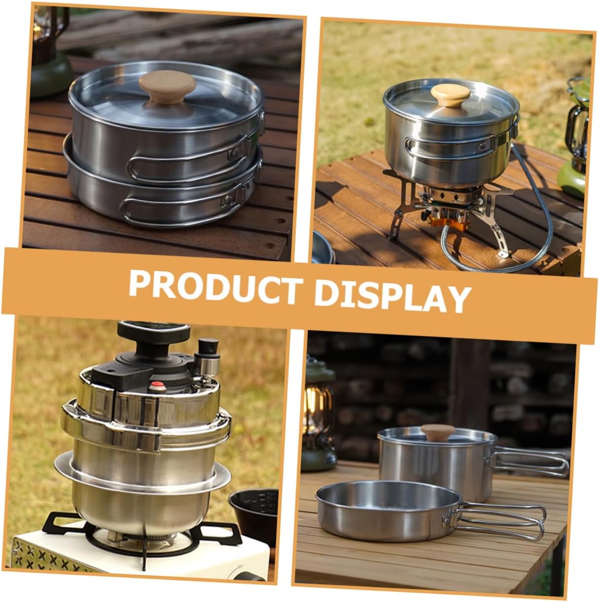 1set Stainless Steel Folding Handle Cooking Pot for Camping Hiking and Outdoor Activities Portable Frying Pan and Cooking Utensil Ergonomic Design