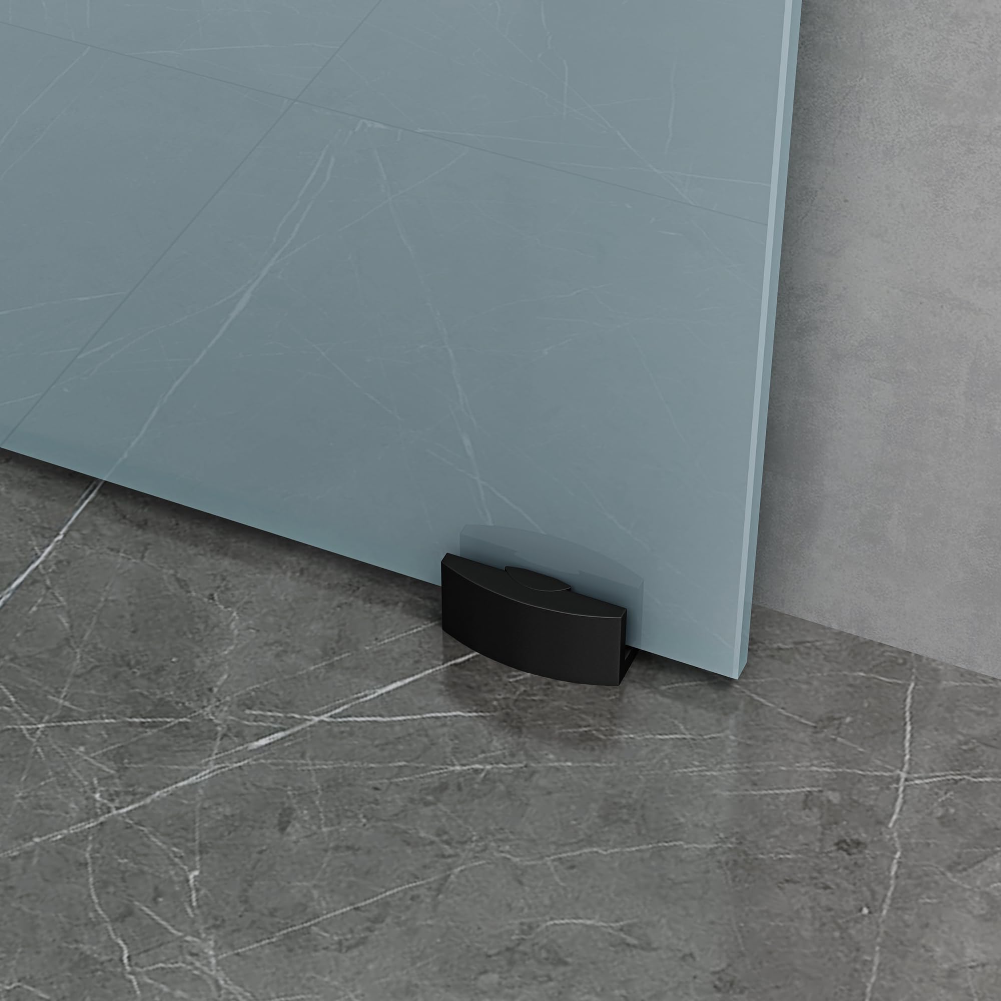 Mai & Mai Porta Scorrevole in Vetro 102.5x215cm, Porta Scorrevole in Vetro Satinato 8mm in 5 Strisce con Binario e Maniglia Rotonda per Bagno Cucina Studio Ufficio, Nero, Amalfi-plus 11H