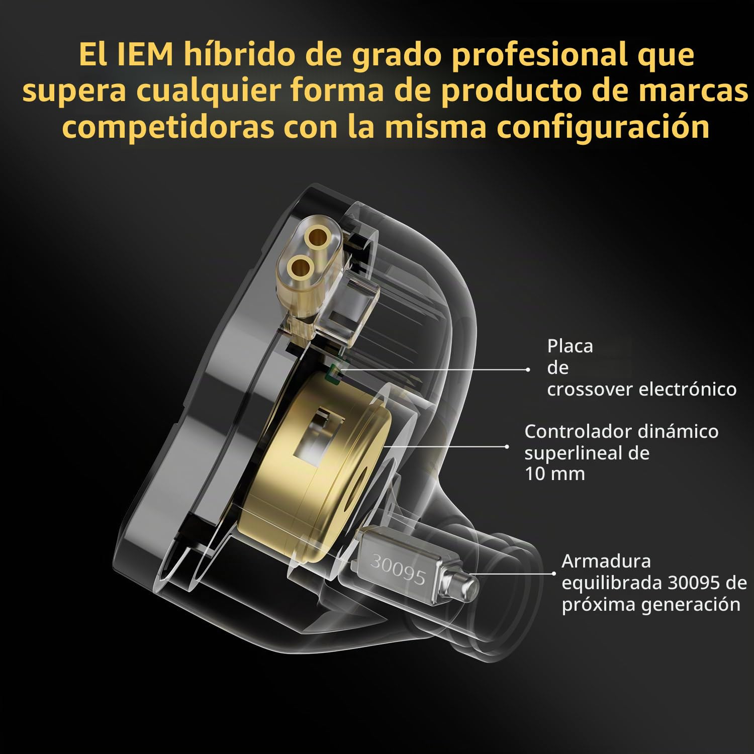 Yinyoo KZ ZSN Pro 2 monitores intraurales, Auriculares con Cable KZ con Controladores híbridos 1ba 1dd, Auriculares intrauditivos de Alta fidelidad para músicos con Cable sin enredos para Juegos