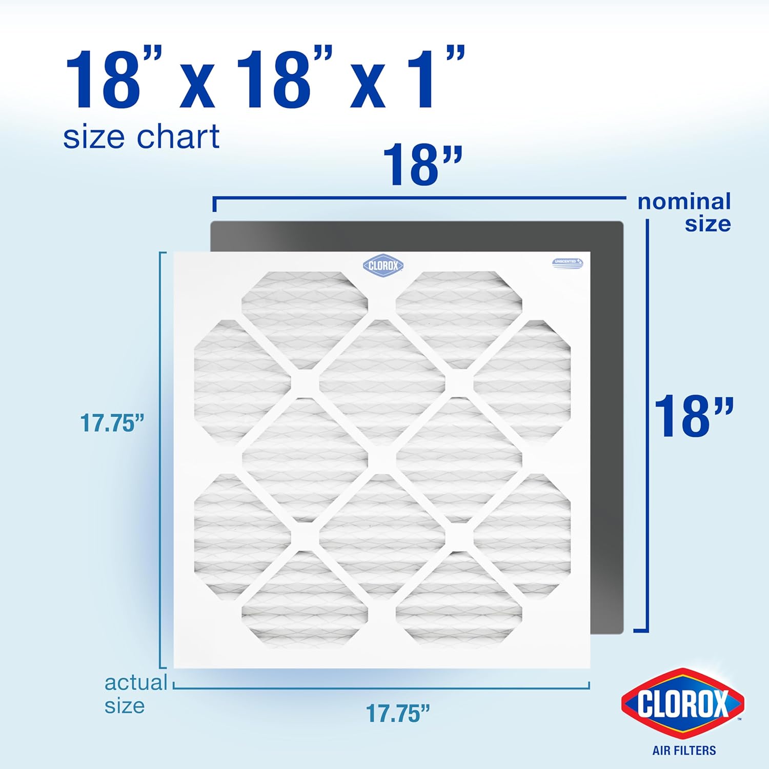 clorox 18x18x1 air filter, merv 13 pleated hvac ac furnace air filters for allergies, pet dander, smoke and more, mpr 1500 & fpr 10 – pack of 4 merv 13 elite