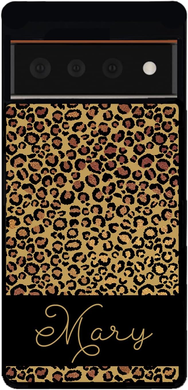 Leopard Skin Plain Personalized Black Rubber Phone Case Compatible With Google Pixel 10, 10 Pro, 10 Pro XL, 9a, 9 Pro, Pixel 9, Pixel 9 Pro XL, 8a, 8 Pro, 8, 7, 6, 6a, 6 Pro, 5, 4