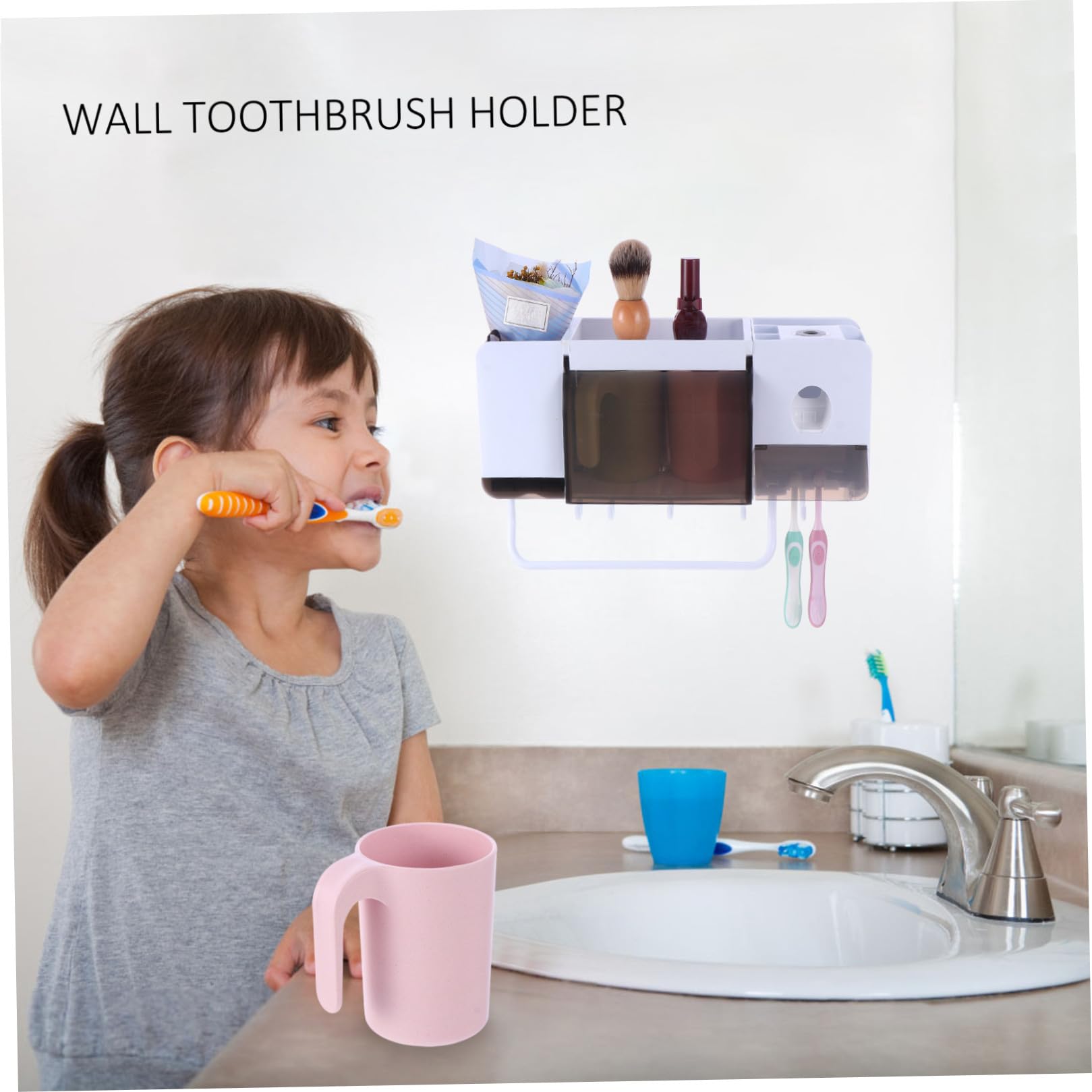 BESTYASH Soporte De Almacenamiento para Cepillos y Pasta De Dientes Diseño La Pared Sin Perforaciones y De para Baños