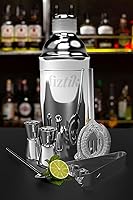 Fiztik 5-Piece Stainless Steel Bartender Kit - Professional Cocktail Shaker Set with Bar Accessories for Home Bar