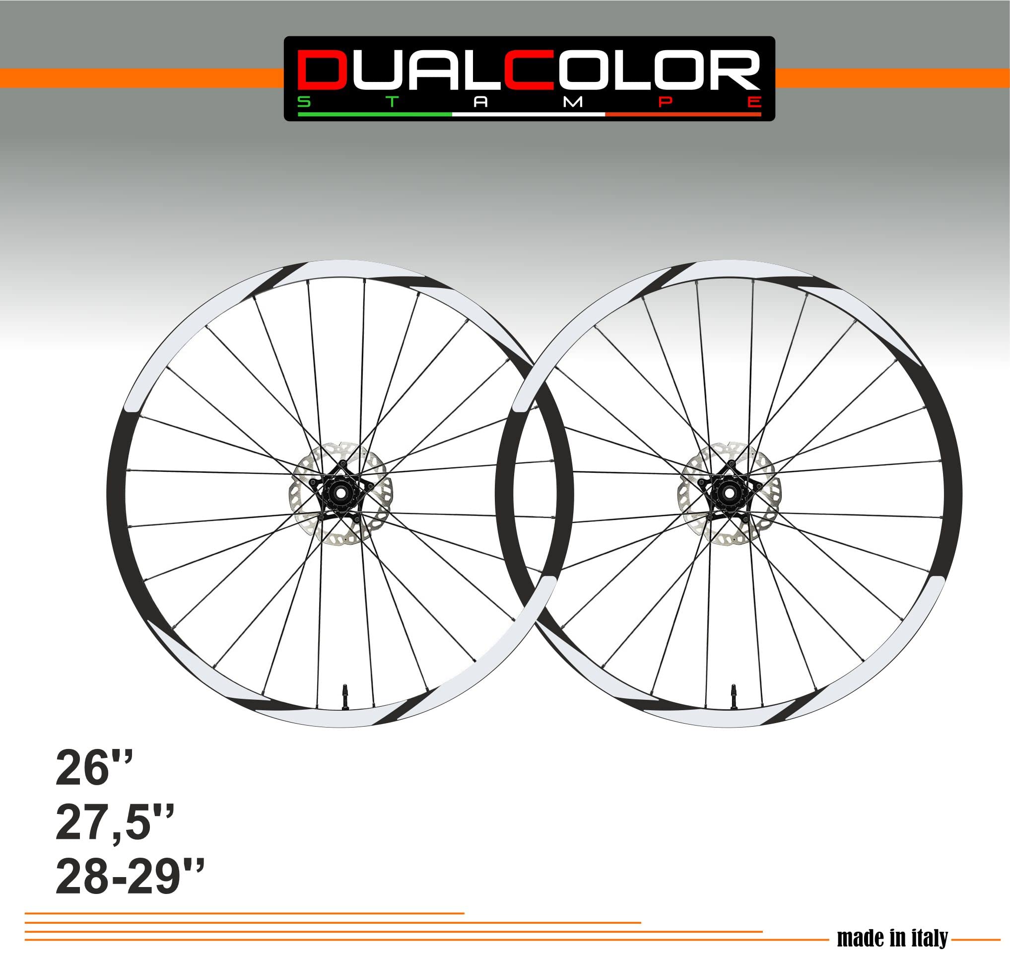 DualColorStampe Autocollants Pour Jantes 26-29 Pouces – Vinyle Brillant, 2 Cm, Pré-incurvés, Résistants UV, Set Complet 2 Roues, Blanc