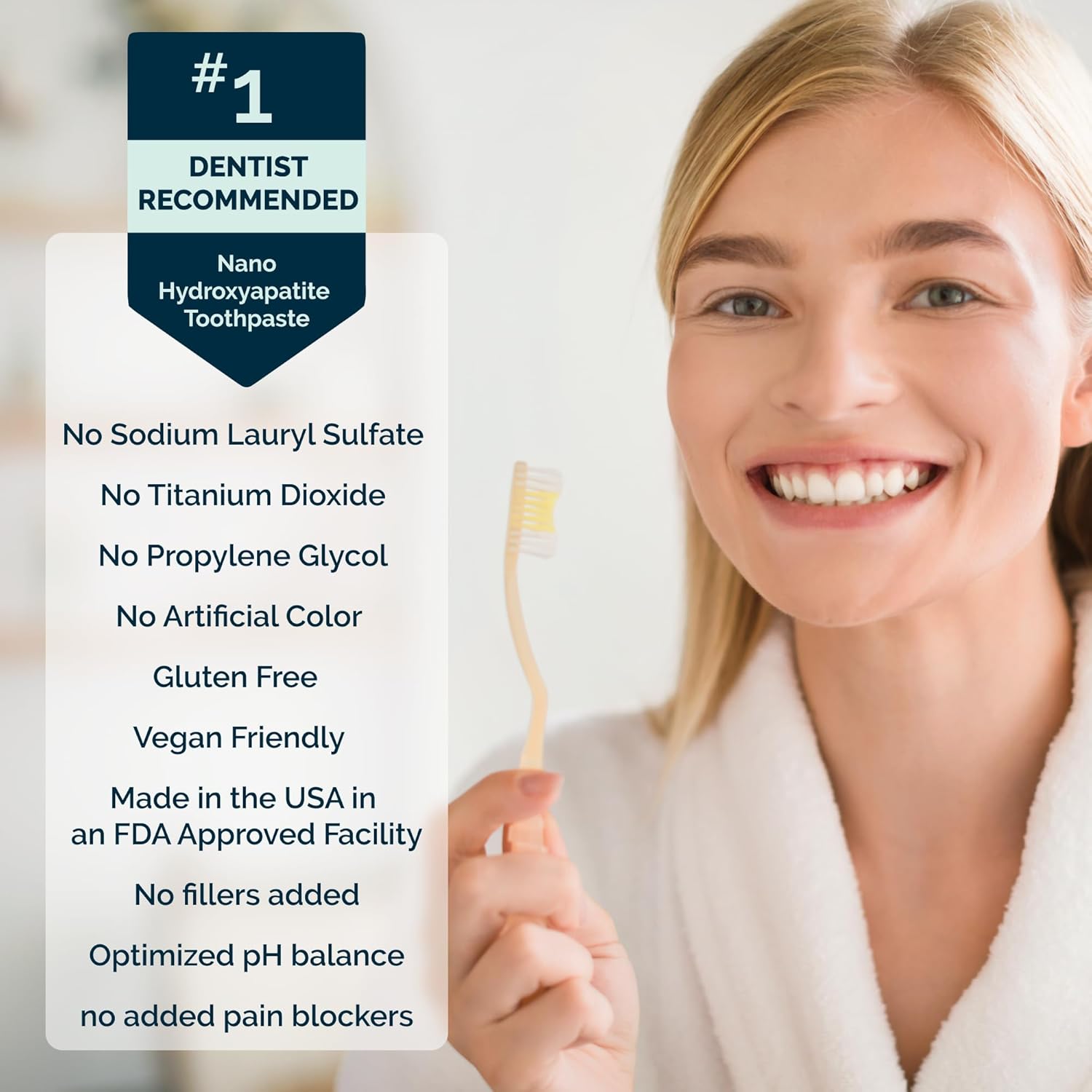 Dr. Jen Fluoride Free Toothpaste with 10% Nano Hydroxyapatite, Xylitol & Glycerin for Daily Oral Care, Remineralizing Toothpaste Designed for Sensitive Teeth, Travel Essentials, Cool Mint, 1 Pack - Image 3