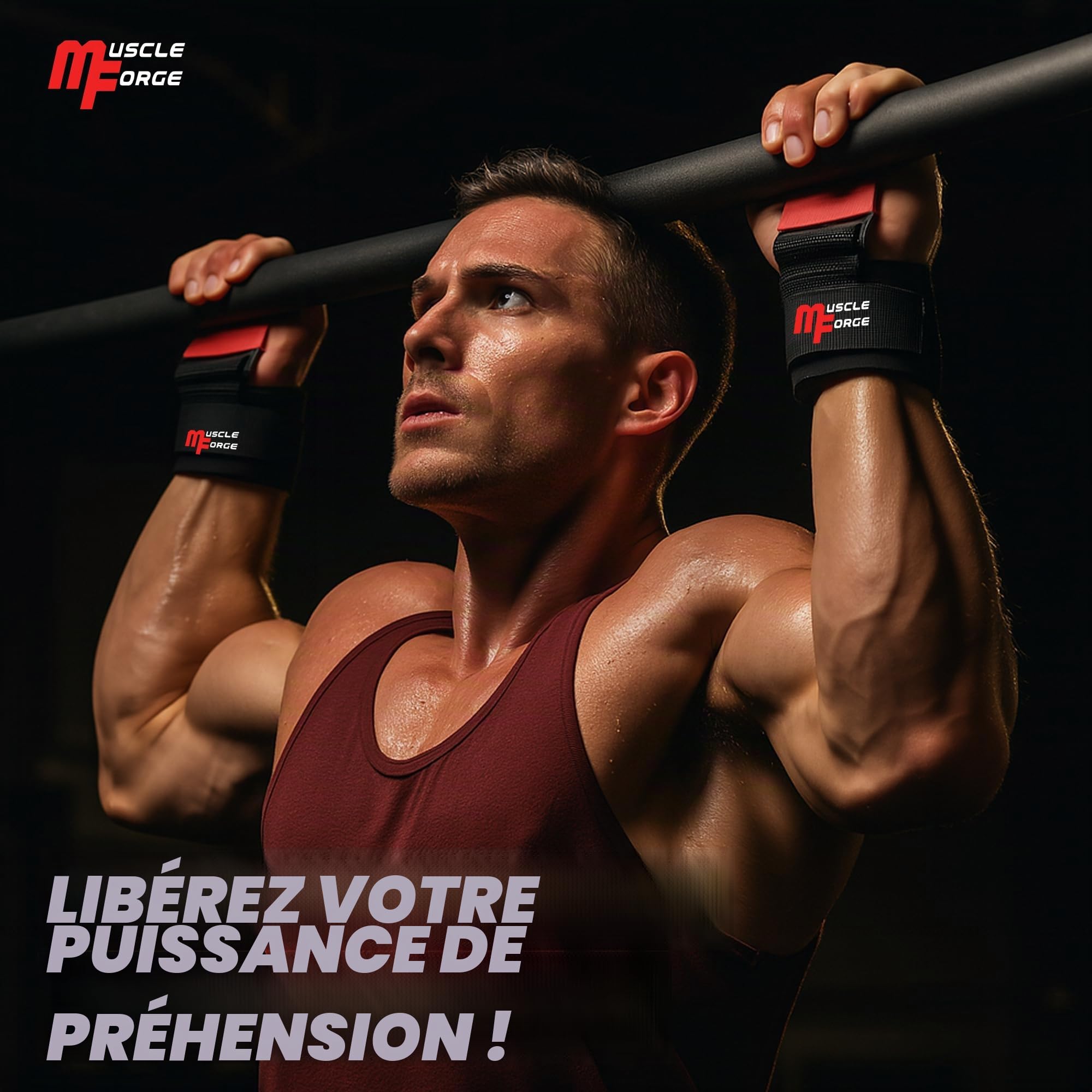 Crochet Musculation - Sangle Musculation Poignet Crochets Haltérophilie - Néoprène Rembourré Support Levage Traction Tirage Powerlifting 8mm, 2 Pièces