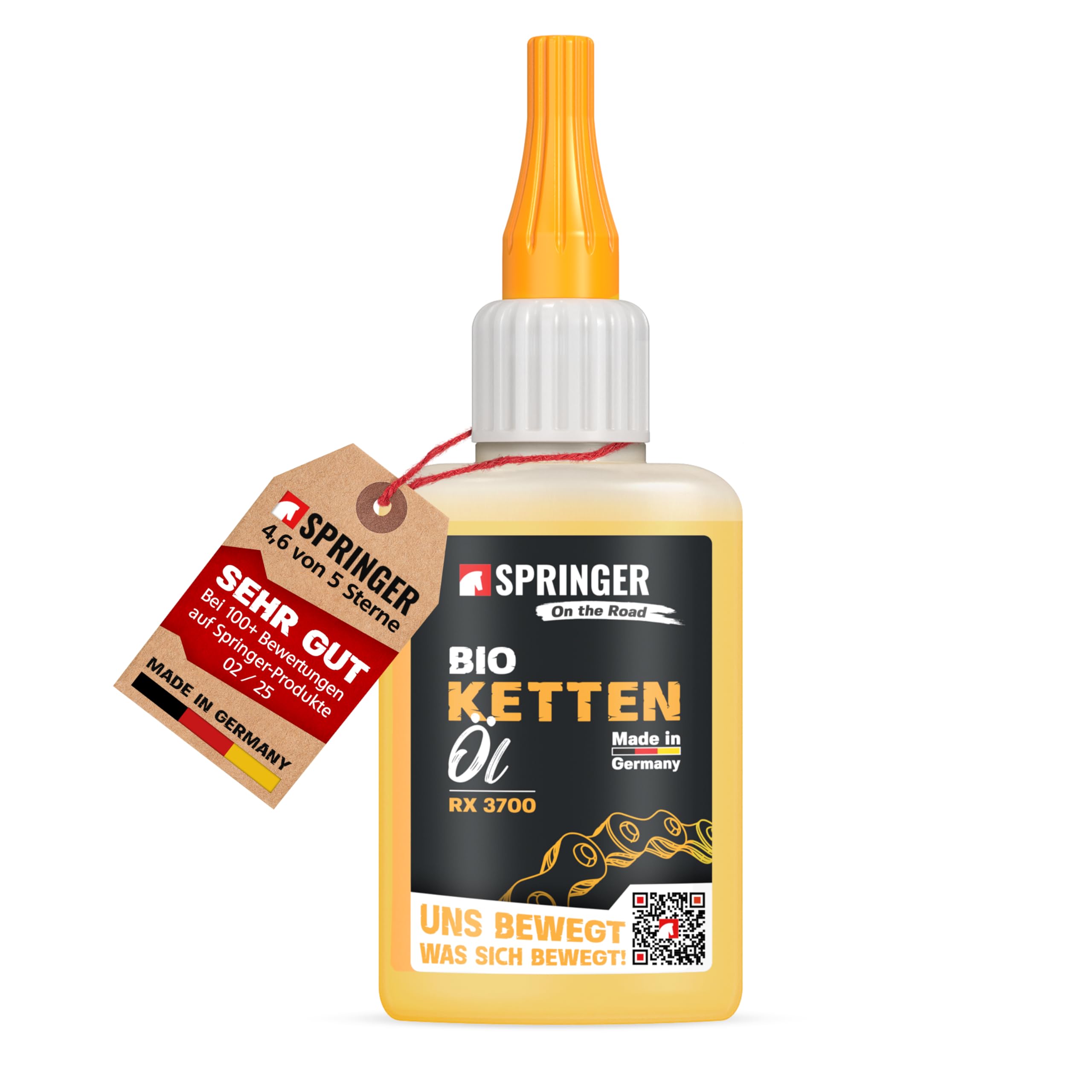 SPRINGER RX3700 – ekologiczny olej do łańcuchów 50 ml – Made in Germany – ochrona przed korozją i zużyciem – – – odporny na warunki atmosferyczne – smar do łańcuchów np. do rowerów elektrycznych i MTB