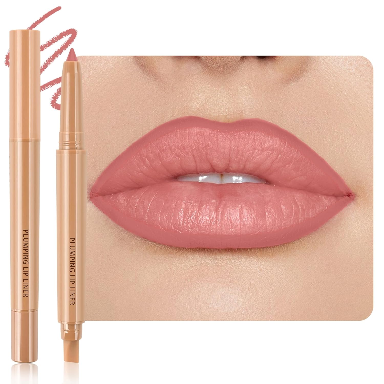 Matte Lip Liner, Plump Lipliner Pencil Crayon，Creamy Matte Finish with Silicone Smudger For Women, High-Pigment Smooth Formula for Sculpting &Contours Lip，Longwear，Lips Makeup，Cruelty-Free 01#Pink