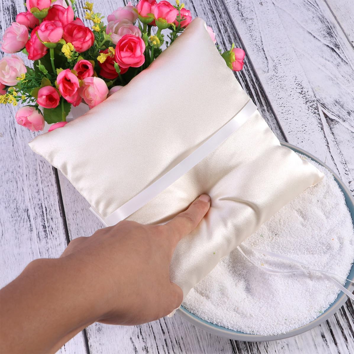 Zerodeko Wedding Ring Cushion 20x20cm Cloth Ring Bearer Pillow
