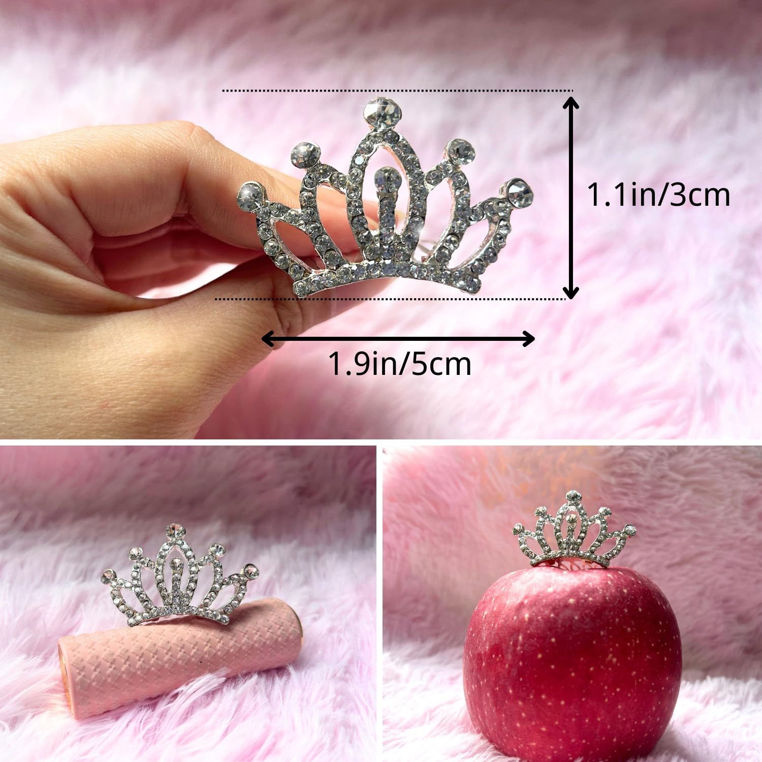 Pinzas para el cabello pequeñas con corona de tiara, Plástico, tiara pequeña 8