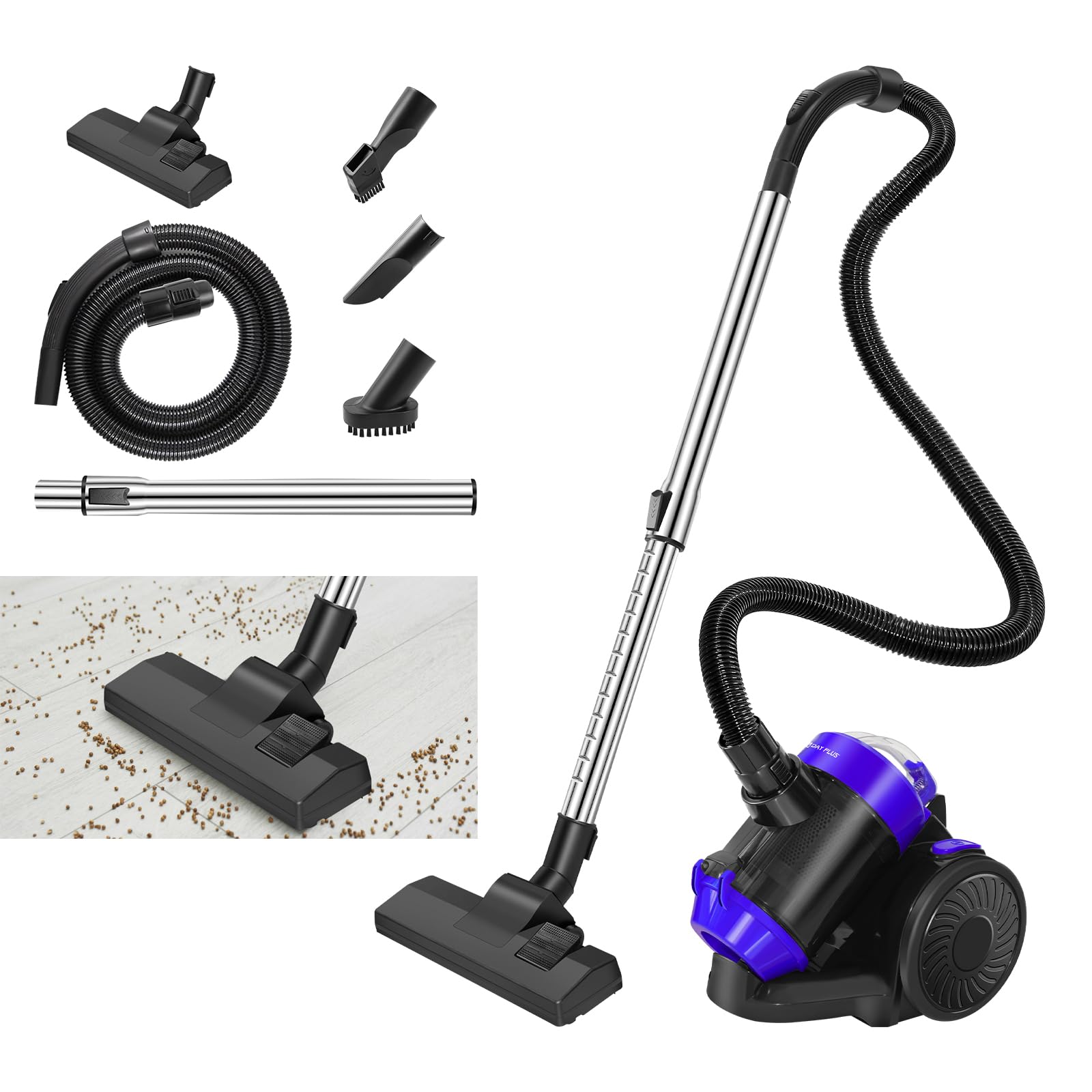 Aspiradora sin bolsa, 1000 W, potente aspiradora, tecnología ciclónica para parqué, alfombra, azulejos, con cable de 4 m