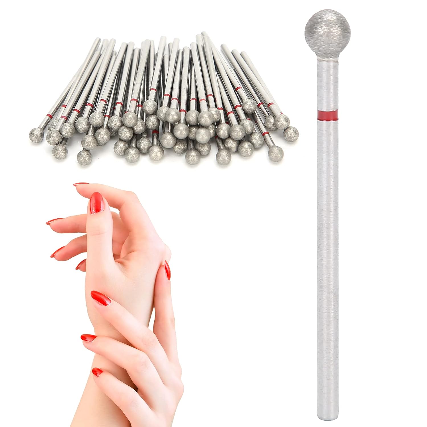 50pcs Nail Drill Bits, Nail Bit for Electric Nail File Machine, Dead Skin Removal Spherical Nail Polishing Grinding Head Accessory(5.0mm), Wholesale Business
