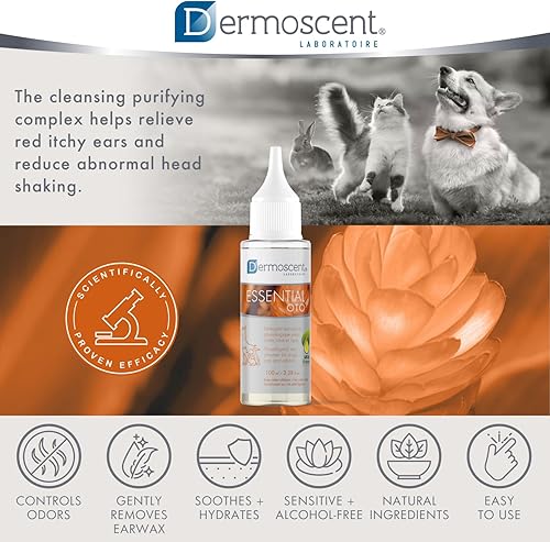 Vista 9 de Dermoscent Essential OTO - Limpiador de oídos para perros, gatos y conejos Fórmula 100% natural con aceite de semilla de cáñamo, eliminación suave