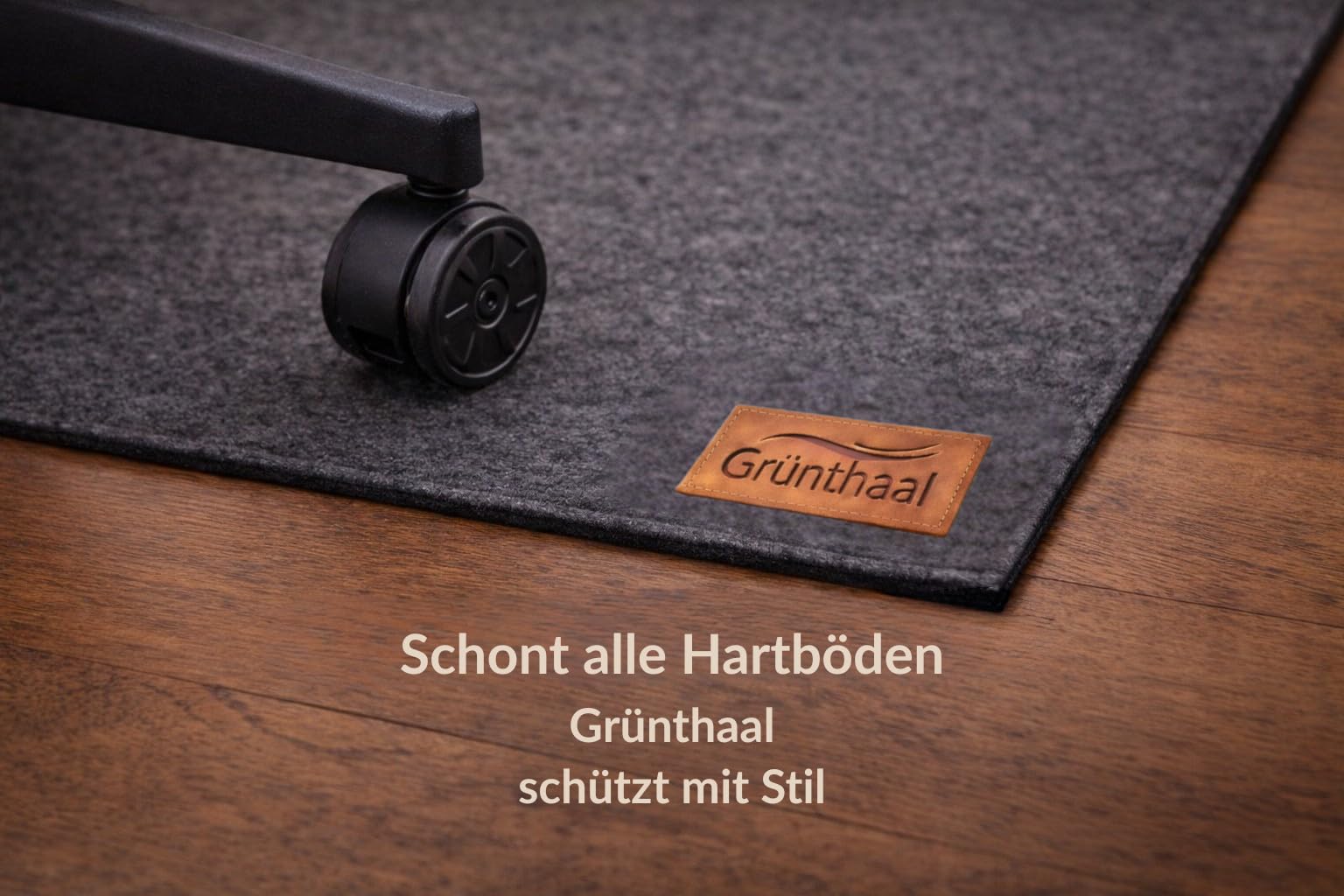 Bodenschutzmatte für Bürostuhl aus Vlies, 90x140, schützt Böden, rutschfest | Bürostuhl Unterlage aus Vlies · Anthrazit · wasserdichte Unterseite · für Parkett, Laminat und Vinyl · Bodenschoner Bürostuhl