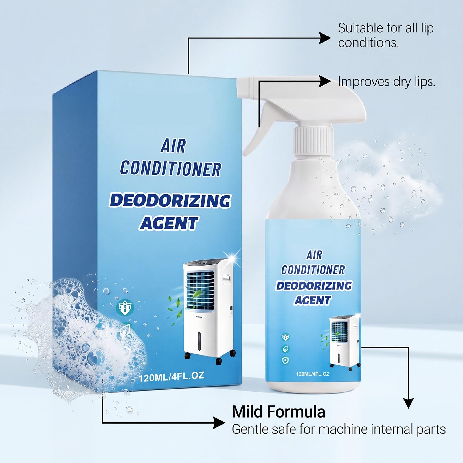 AC-Spulenreiniger, Klimaanlagenreiniger, Verdampferspulenreiniger, Auto-AC-Reiniger, Fenster-AC-Reiniger, AC-Pro-Entlüftungs- und Kanalreiniger, Trockner-Entlüftungsreiniger, Evap-Schaum ohne. (5PCS)