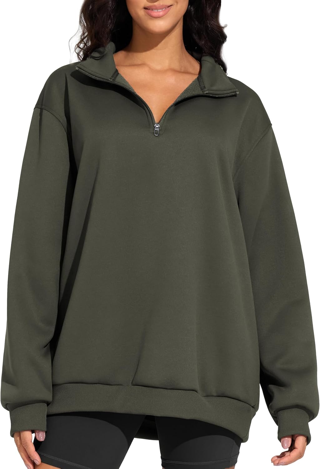 THE GYM PEOPLE Women's Oversized Sweatshirt Half Zip Fleece Pullover Long Sleeve Workout Tops - Image 2