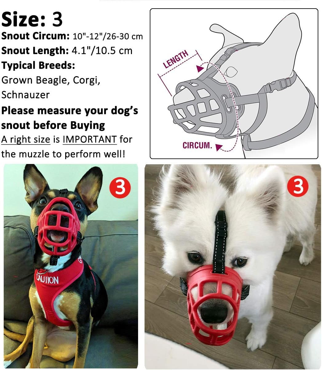 Dog Muzzle,Soft Basket Silicone Muzzles for Dog, Best to Prevent Biting, Chewing and Barking, Allows Drinking and Panting, Used with Collar