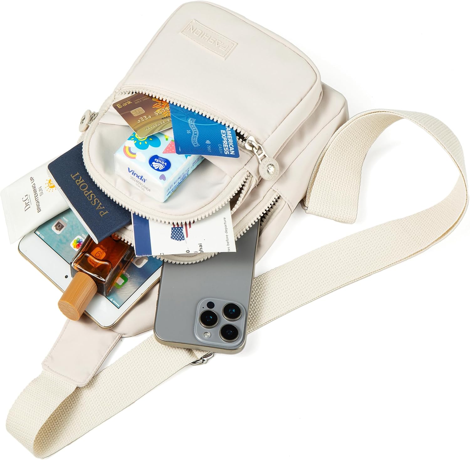 Champion cross body sling bag color: Cream