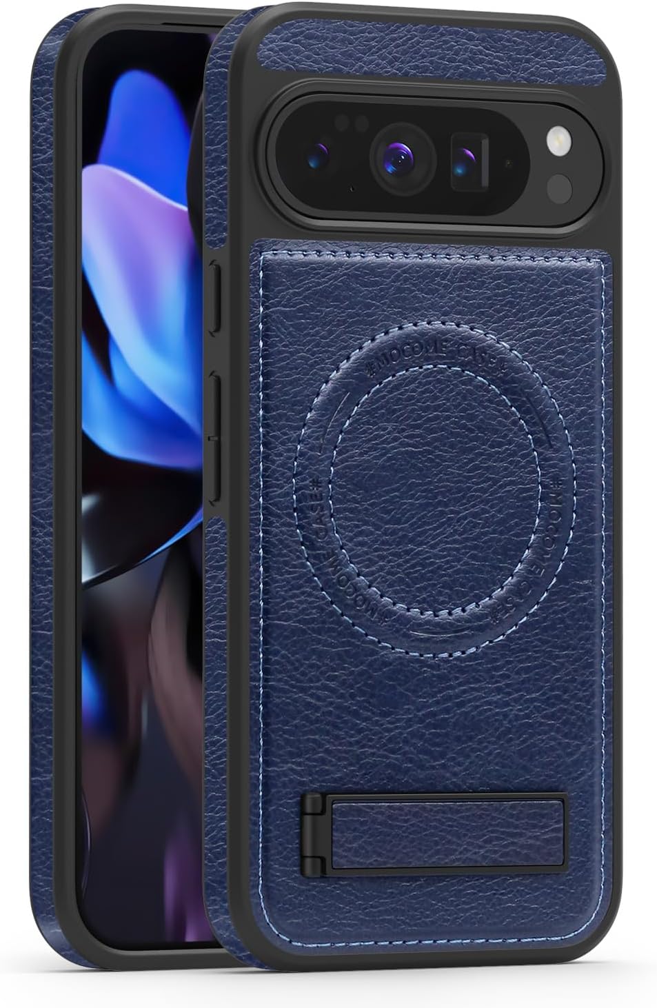 Magnetic Kicstand for Google Pixel 10 Pro Case Compatible with MagSafe Ultra Slim Premium Leather Invisible Stand Military Grade Drop Protection Shockproof Case, Black