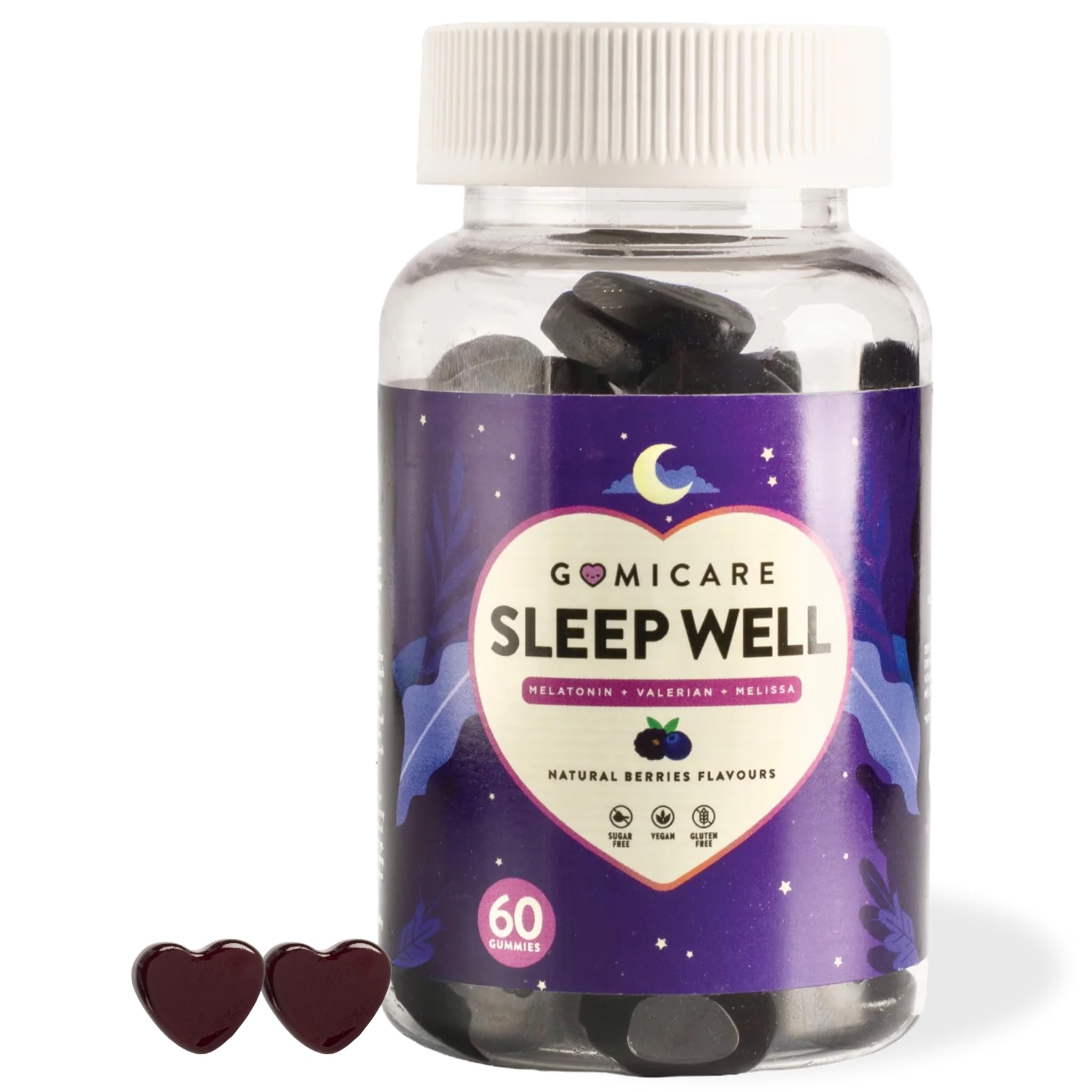 Melatonin Gummies - Melatonin, Vitamin B6, Melissen- Und Baldrianextrakten - 60 Gummies - Zuckerfrei - Vegan - Gluten Und Laktosefrei
