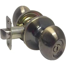 eBuilderDirect Antique Brass Lock Door Oval Egg Shaped Style Knob Handle Entry/Privacy/Passage/Dummy/Deadbolt 6096AB Privacy Lock Bed and Bathroom
