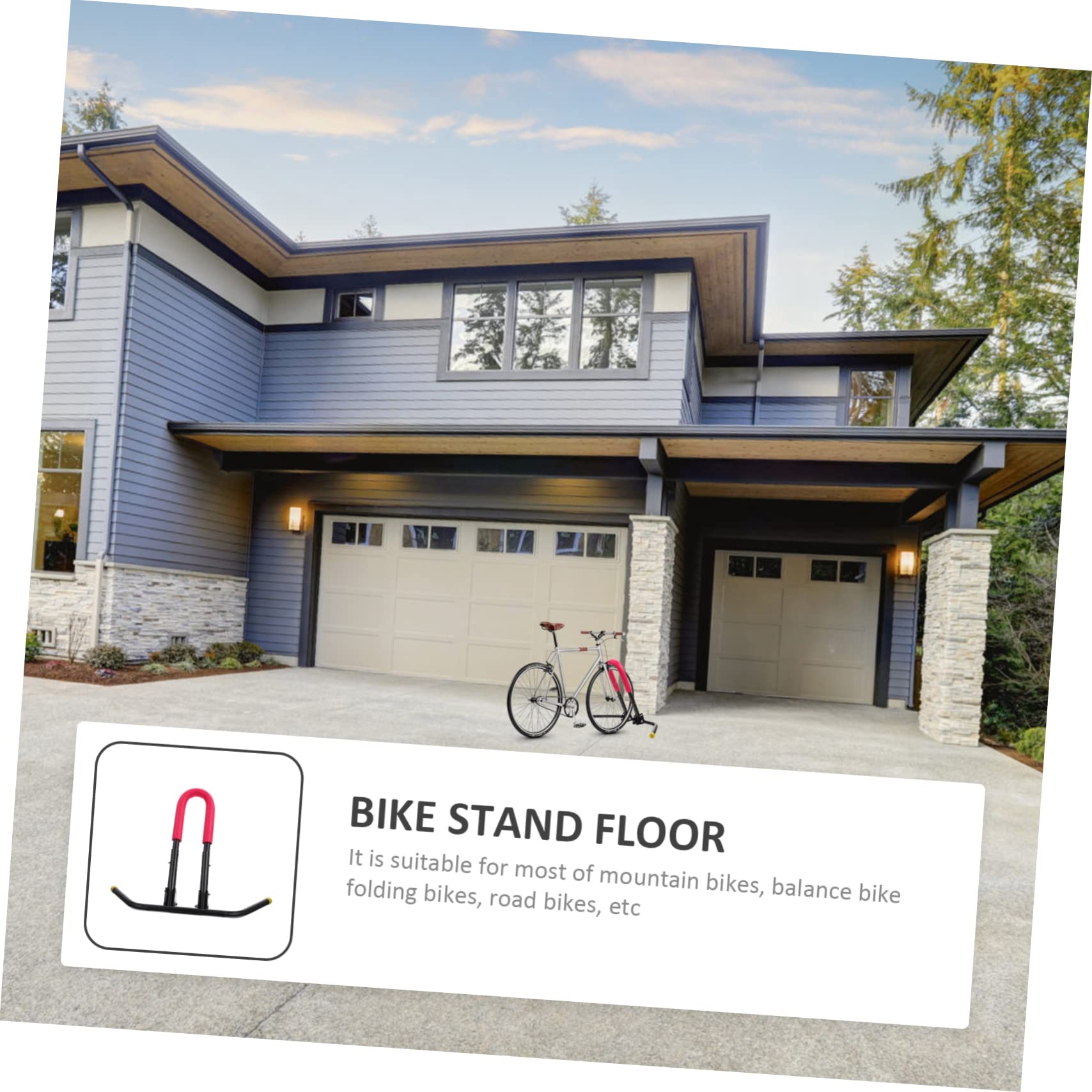YARNOW Telaio Supporto Auto Bilanciata Portabiciclette da Parete Pedali Ciclismo Scooter Garage Portabiciclette Cavalletto Stare in Piedi Portabici Posteriore Calcio Metallo Rosso