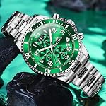 OLEVS Watches for Men Chronograph Luxury Dress Stainless Steel Waterproof Mens Watches Moon Phase Luminous Business Calendar Wrist Watch Blue/Black/Green/Gold/Face