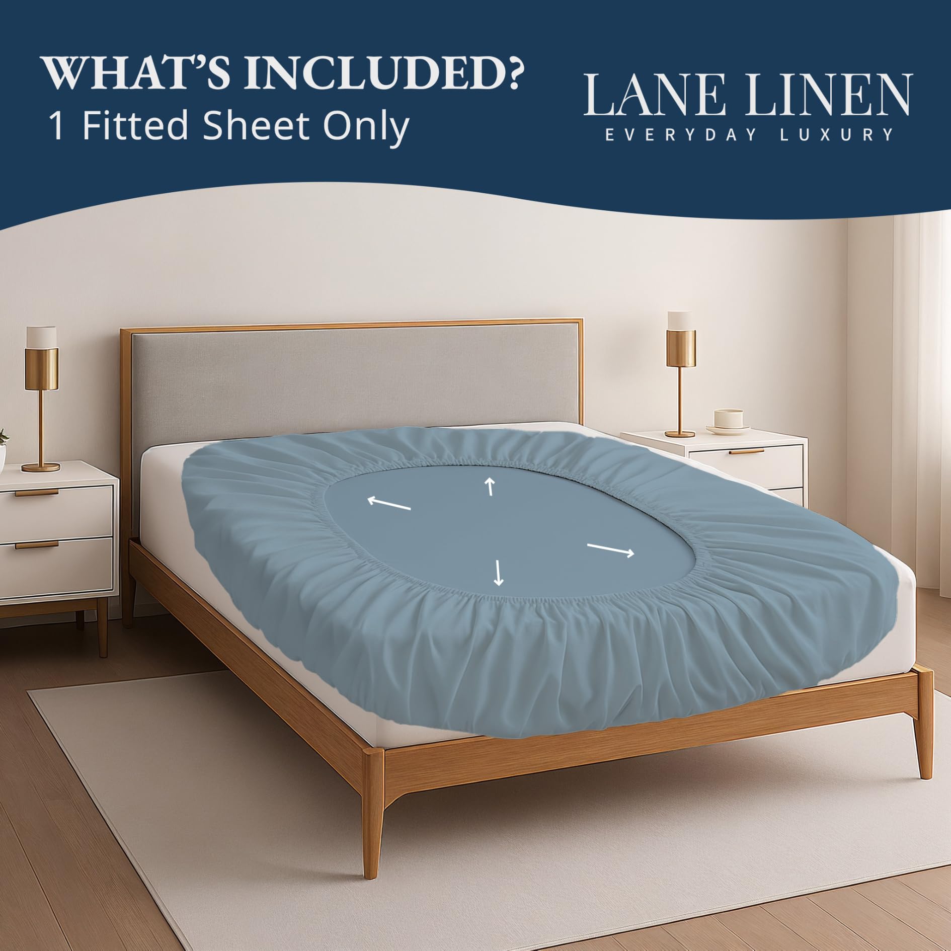 Lane Linen Spannbettlaken für Super-Kingsize-Betten mit Fadenzahl 1000 – 100 % ägyptische Baumwolle, extra tiefe Tasche mit 38 cm, weich und strapazierfähig mit elastischen Kanten, Hotelqualität