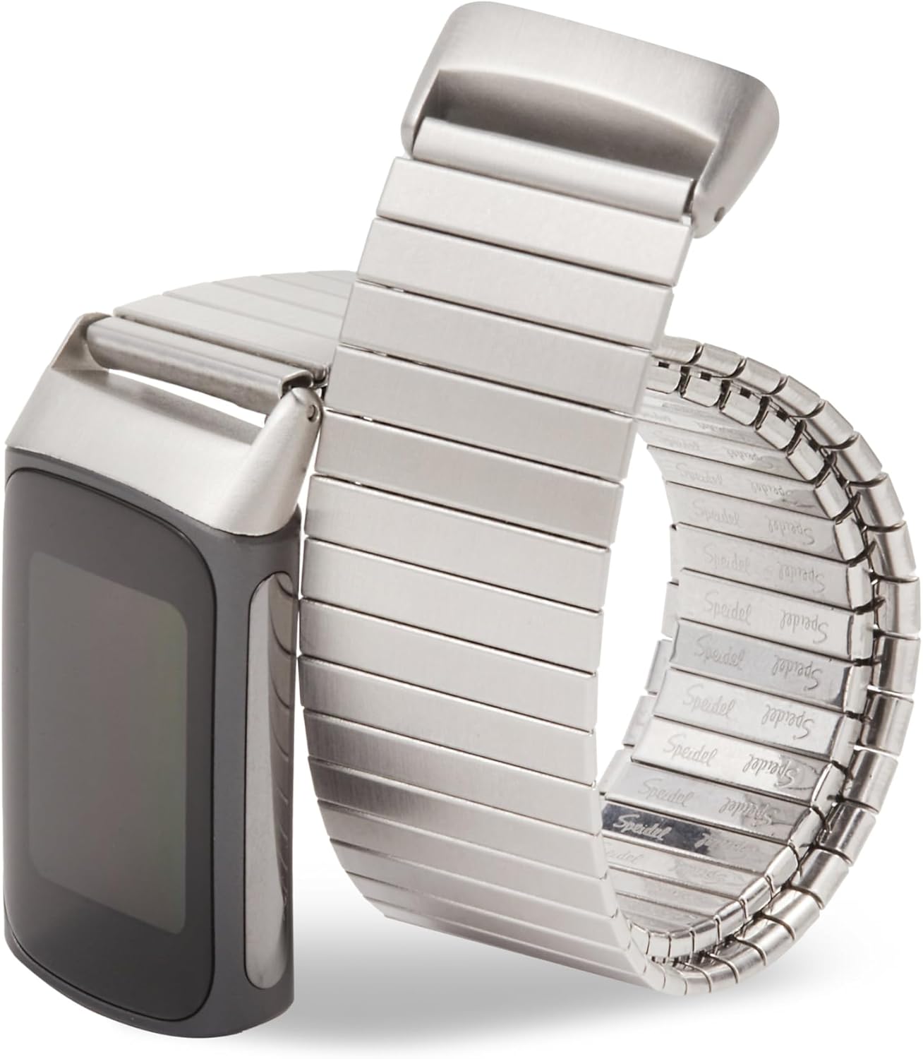Speidel Twist-O-Flex™ Stainless Steel Watchband Compatible for use with the Fitbit Charge 5 in Brushed Silver or IP Black Sizes XXS, XS, S, M, L, XL, XXL, XXXL