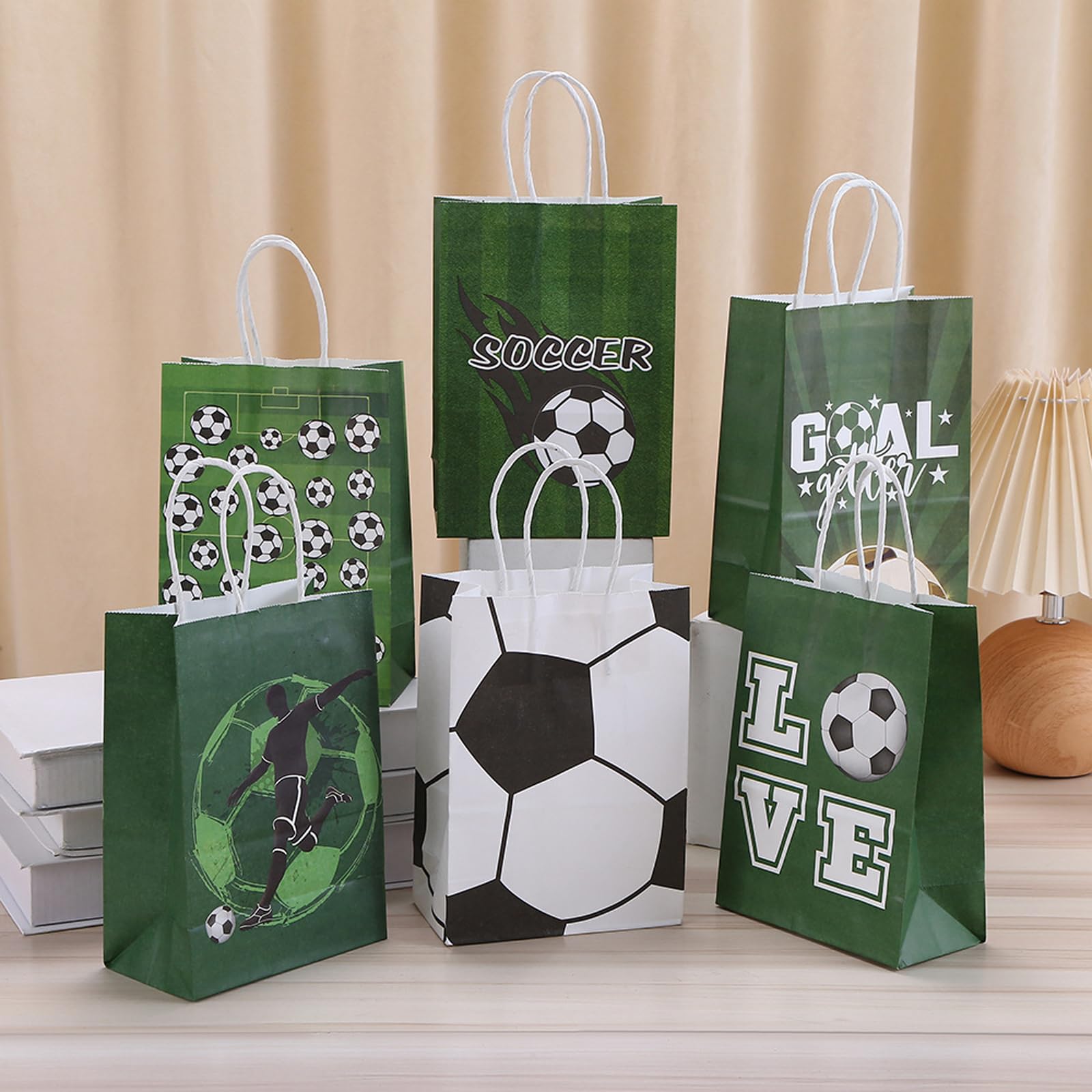 16 Stück Fußball-Partytüten – Geschenktüten Mit Griffen Für Süßigkeiten, Kindergeburtstag & Mottoparty
