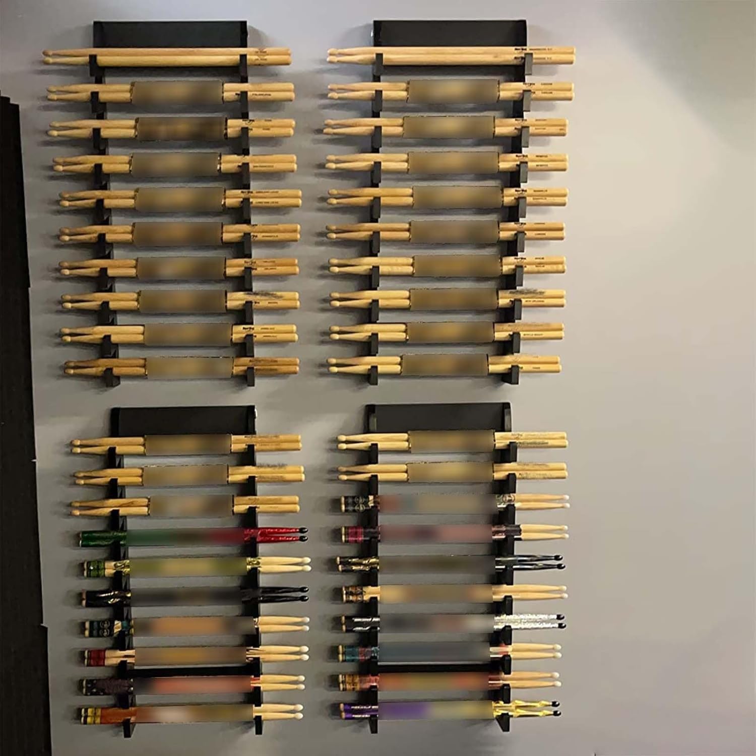 Porta Bacchette Batteria Esposizione a Tamburo a Parete, Supporto a Tamburo Acrilico, 10 Livelli di Tamburi per l'arredamento di pareti/Negozi di Musica/Sala Batteria